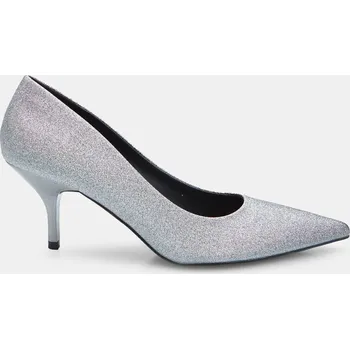 Dámské lodičky Baťa dámské lodičky na podpatku a špičaté stříbrné, vel. 37