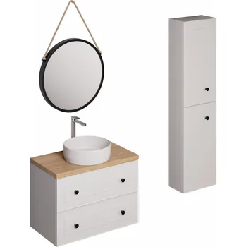 Koupelnový nábytek Naturel Koupelnová sestava s umyvadlem včetně umyvadlové baterie, vtoku a sifonu Naturel Forli bílá KSETFORLI11 KSETFORLI11