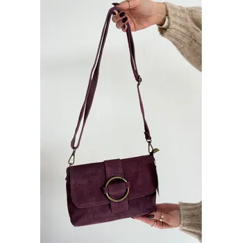 Kabelka Malá kožená semišová kabelka fialová Boto fialová 3466633