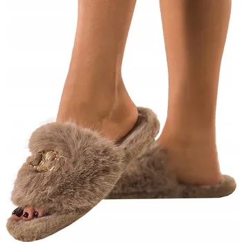 Dámská obuv PANTOFLE DOMÁCÍ Béžové Dámské S KOŽÍŠKEM Pohodlné Pásek S Ozdobou Moderní vel. 40/41