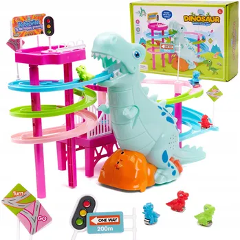autíčko Tor dinosaurus Ikonka KX6120 závodní dráha dinosauři zvuky světla