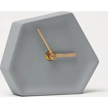 Hodiny ODLITO.CZ Stolní betonové hodiny Kráter 13,5 cm – šedá, světlé ručičky