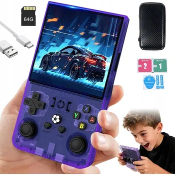 Herní konzole PŘENOSNÁ MOBILNÍ HERNÍ KONZOLE RETRO R36MAX 4" IPS + PAMĚŤOVÁ KARTA 64GB