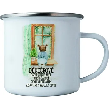 Bohemia Gifts Plechový hrnek Dědečkové, 350 ml, bílá