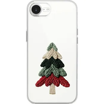 Pouzdro na mobilní telefon Pouzdro pro iPhone 16e průhledné, Útulné Vánoce, Pletený vánoční stromeček