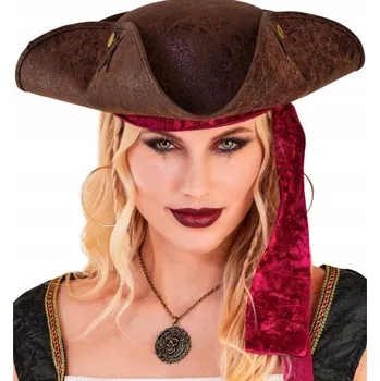 Klobouk PIRÁTSKÝ KLOBOUK TRIKORN HNĚDÝ KARNEVAL HALLOWEEN