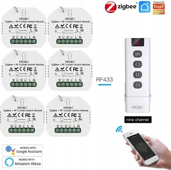 vypínač 6x Ovladač rolet ZIGBEE+TUYA RF Pilot MOES