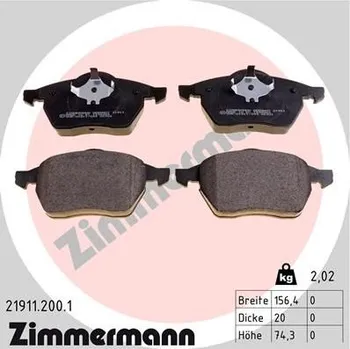 Brzdová destička Sada brzdových destiček, kotoučová brzda ZIMMERMANN ZIM21911.200.1