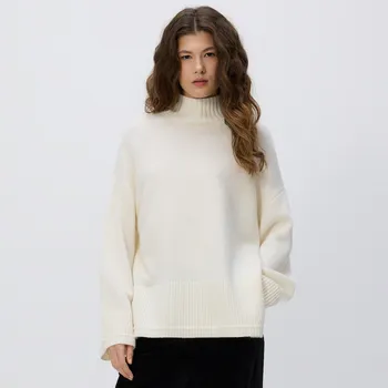 Dámský svetr Reserved - Rolák z vlny - krémová - 387GX-01X - 387GX-01X-M
