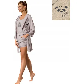 Dámský župan L&L K ŽUPAN PANDA BÉŽOVÁ-MELANŽ M