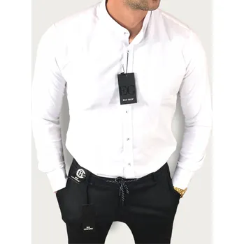Pánská košile Košile slim fit se stojáčkem bílá EGO01 - 3XL