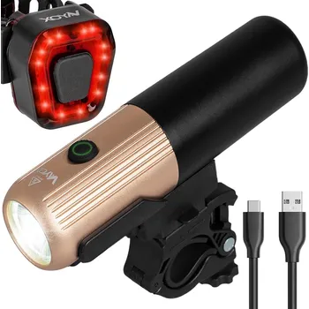 Cyklosvítilna VAYOX Sada cyklistických světel VA0072 + VA0048 přední a zadní USB 0,1 MM ČERNÁ