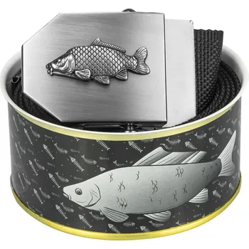 Rybářské oblečení Textilní opasek s kovovou přezkou Kapr - Černý - Dárkové balení