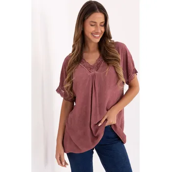 Dámská košile Blouse-MI-BZ-7951.34-dark pink Italy Moda tmavě červená 3452719