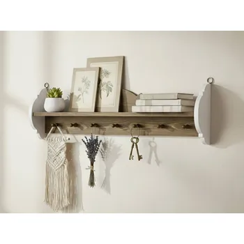 police Rustikální police Sweet Home POL14 s věšáky Barevné provedení: Bílá - dub tmavý vosk