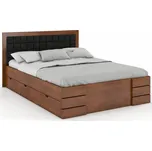 Buková zvýšená postel s úložným prostorem Gotland Drawers Rozměr: 180x200, Odstín moření: Ořech, Čalounění: 2316