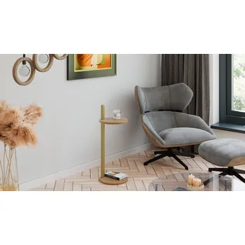 Toaletní stolek Pomocný stolek Claro kulatý průměr 30 cm - různé barvy na výběr - Dub Lancelot, Zlatý