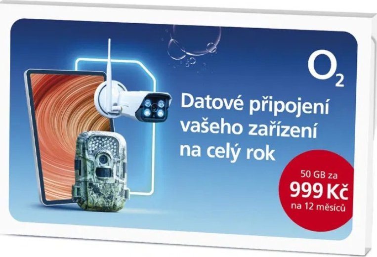 Anonymní SIM karta pro kameru - O2 Data na rok 50 GB Kredit: Kredit na 1 rok
