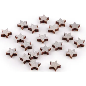 Vánoční dekorace Dřevěná hvězda mini k nalepení Ø10 mm - stříbrná (20 ks)