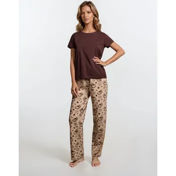 Dámské pyžamo Sinsay - Dvoudílné bavlněné pyžamo - tmavě hnědá - 193GF-89X - 193GF-89X-L