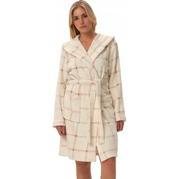 Dámský župan Henderson dámský župan do půlky stehen s kapucí krémový, velikost XXL