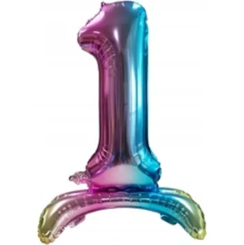 Balónek Fóliový Balón Číslice "1" Duhový Stojící (80 cm)