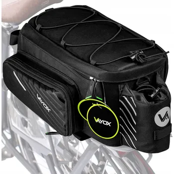 brašna na kolo VAYOX Cyklistická brašna na nosič VA0171 voděodolná rozkládací 12L 12 LITRŮ ČERNÁ