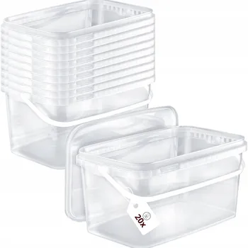 Dóza na potraviny Obdélníkový kbelík 20x 5L na potraviny, PRŮHLEDNÝ