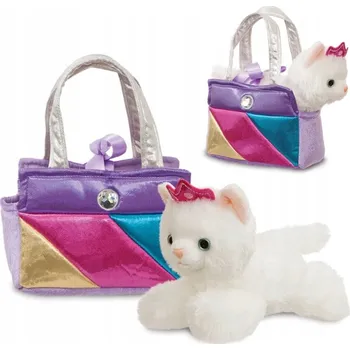 plyšák PLYŠOVÁ HRAČKA BÍLÁ KOČIČKA + MALÁ KABELKA PRO HOLČIČKU SADA ECO FANCY PAL