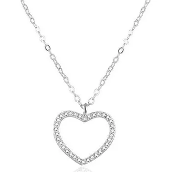 Náhrdelník Beneto Krásný stříbrný náhrdelník ve tvaru srdce AGS886/47