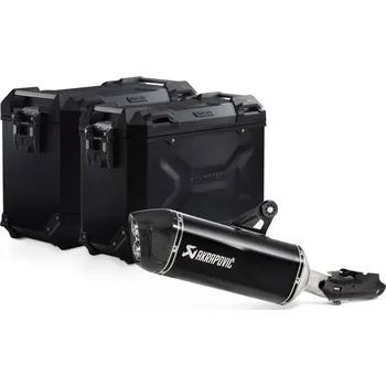 Auto-moto TRAX ADV aluminum case system + Akrapovic Black. 45/37 l. BMW R 1250 GS/Adv/Rallye