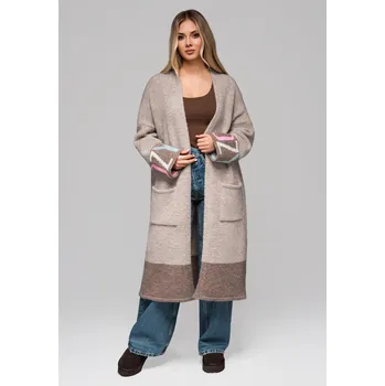 Dámský cardigan Edoti LW-SWCD Edoti hnědá | krémová 3472786