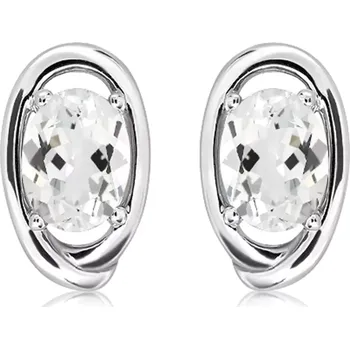 Náušnice Petal White Topaz - stříbrné náušnice s bílým topazem