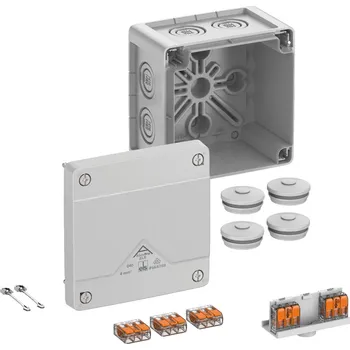 Elektroinstalační krabice Spelsberg Abox PRO SLK-42 NEW Krabice na om. se svorkovnicí wago 221-413 5x3x4mm2 šedá 102x102x70mm