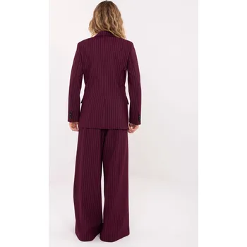 Dámské sako Bordové sako s proužky RUE PARIS tmavě červená 3468659