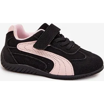 Dívčí tenisky Boto Dětské sportovní boty s přezkou Černo růžové Perrin Boto černá | růžová 3459101