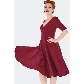 Dámské šaty Voodoo Vixen retro šaty Clarke - Wine Velikost: XS