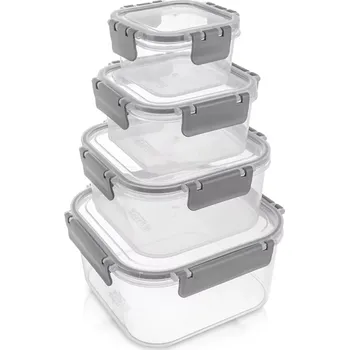 Dóza na potraviny Sada čtvercových dóz na potraviny s těsněním, 4 ks