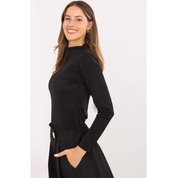 Dámský svetr Černá přiléhavá blůza s dlouhým rukávem RUE PARIS