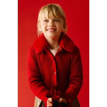 Dívčí svetr Dětský kardigan Mayoral červená barva, 4311 4311.6L.Mini.9BYA 33X, vel. 140