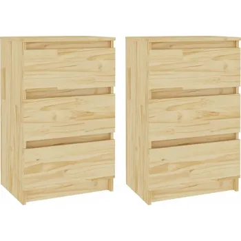 Noční stolek Dřevěný noční stolek z borovice, 3 zásuvky, 40x29,5x64 cm