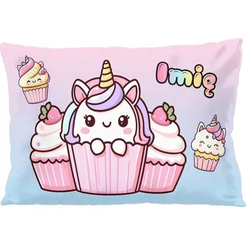 Polštář Polštář Jednorožec Kawaii muffin – roztomilý styl, pro dívky, 60x40 cm