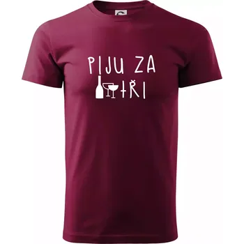 Pánské tričko Jím za dva / Piju za tři - Klasické pánské triko vyšší gramáže - 4XL ( Garnet )