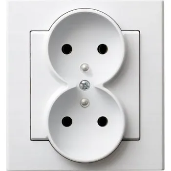 Elektrická zásuvka Ospel Sonata dvojitá zásuvka s uzemněním s rámečkem bílá