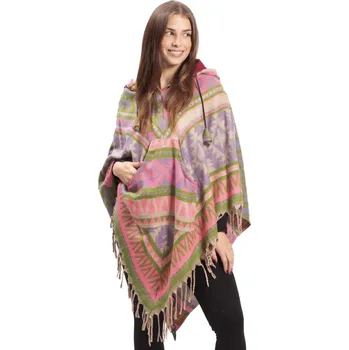 Dámské pončo Pončo se vzory PANKAJ růžovo-fialová II.