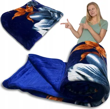 deka Hrubá Akrylová Deka 160x200 Teplá Zimní Oboustranná s Vzorem KVĚTŮ