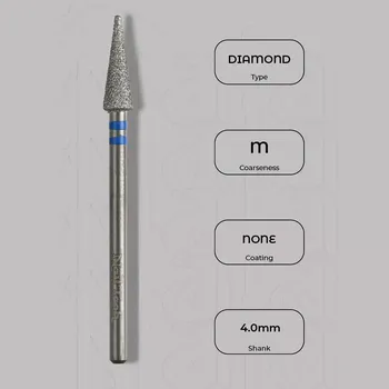 Bruska na nehty Diamantová fréza pupen Ø4.0 mm - diamantový řez, střední zrnitost