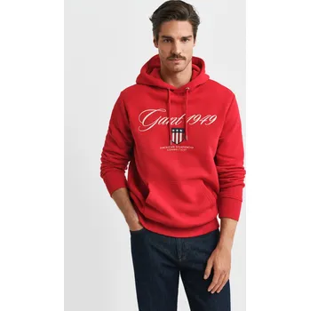 Pánské oblečení MIKINA GANT GRAPHIC HOODIE RUBY RED