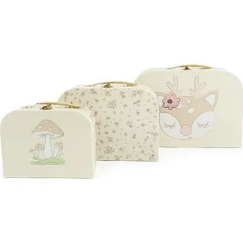 Dětský pokoj Bieco - Sada tří kartonových kufříků - srnka Ella - vintage flowers