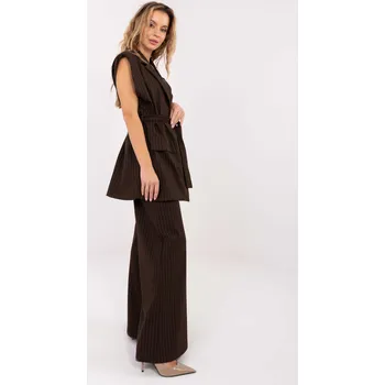 Dámský komplet s vestou v tmavě hnědé barvě RUE PARIS hnědá 3468628